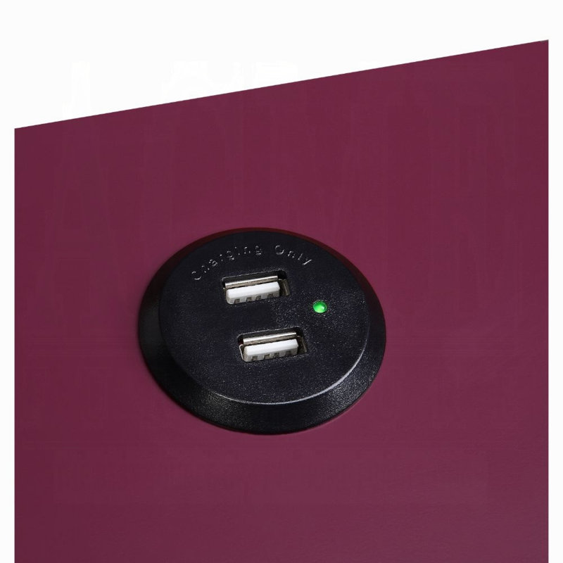 Geonaa Transitional Rectangular Accent Table with USB Power Dock and X-Shape Leg, Burgundy