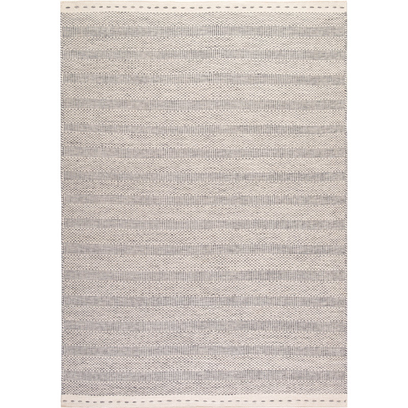 Jaipur Striped Wool Hand Woven Area Rug, Rectangle 120 x 170cm, Silver