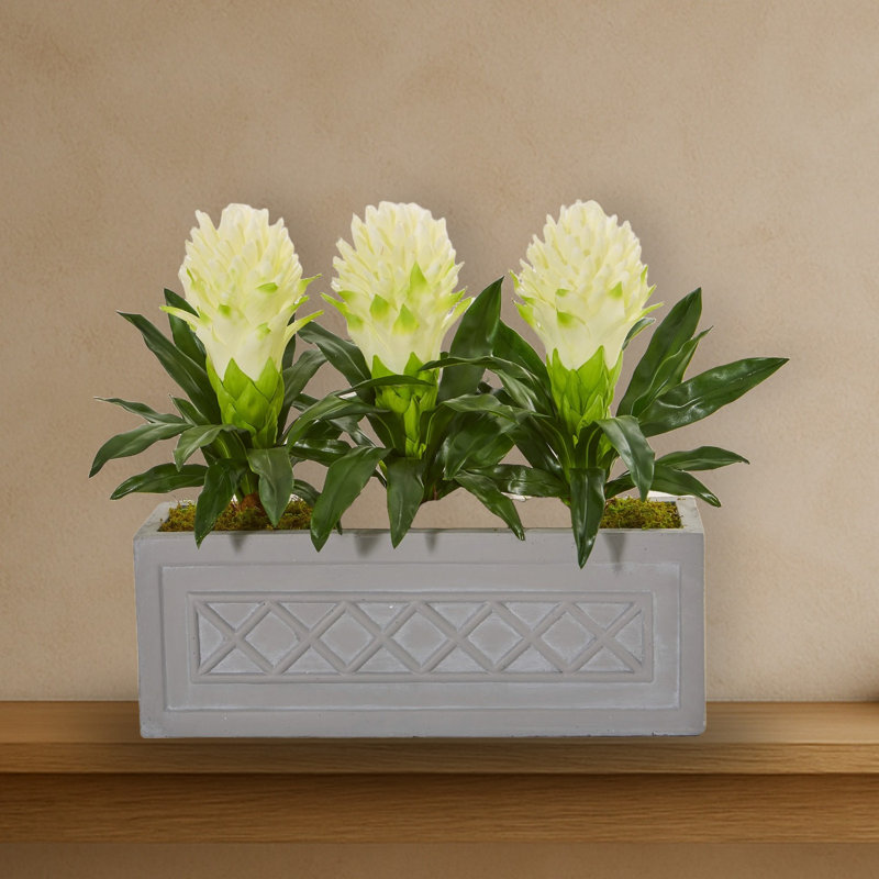 Bromeliad Artificial Plant in Stone Planter