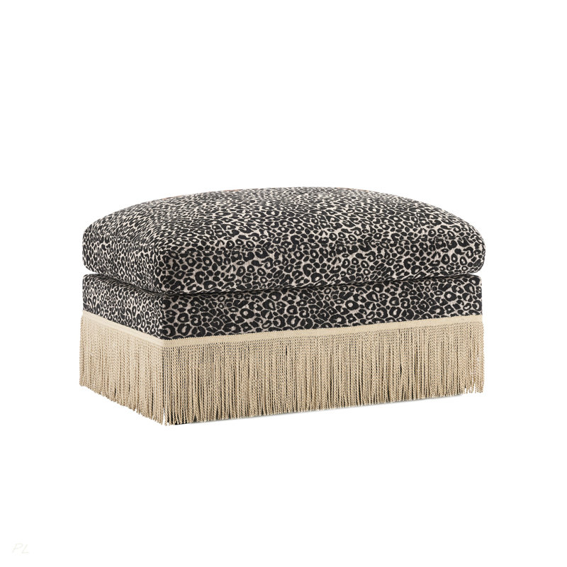 Repose-pieds en chenille léopard, Khaki/Black