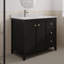 Meuble-lavabo Aura 42 po entièrement assemblé, autoportant, avec comptoir et dosseret en marbre reconstitué blanc de Carrare, noir-1010678158-1010678159