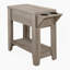 Table d'appoint en forme de C avec plateau en stratifié gris et base en métal noir, parfaite pour le salon et la chambre à coucher