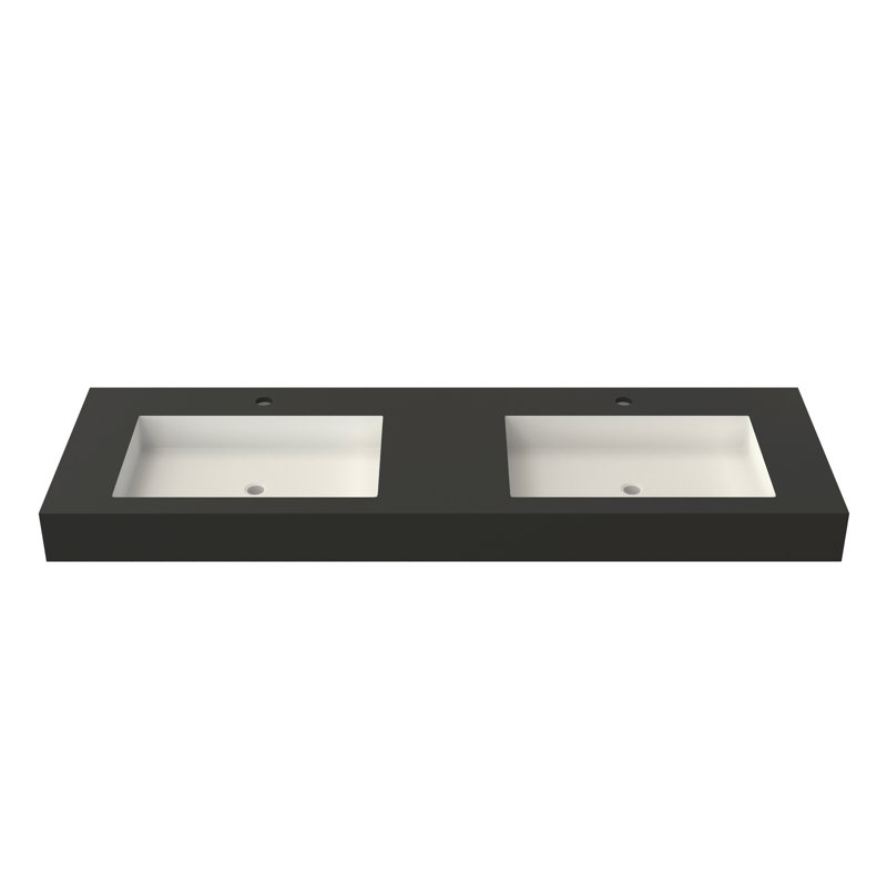 Bathroom Vanity Basin Made Of Stone Resin Solid Surface - Matte Black, 46.79 In Deep, 19.21 Wide, 4.39 High, 54.25 Lb Adaptable To Different Layouts, High End Durability, Flexible Installation,