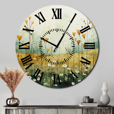 Horloge murale Whispering Meadows I - Abstract Collages