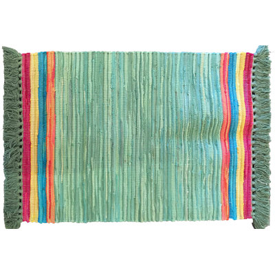 Tapis décoratif d’intérieur vert tissé à la main Marcantel