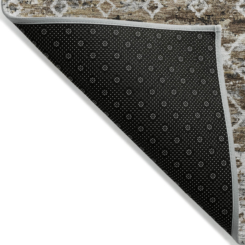 Tapis d'extérieur lavable 3 pi x 5 pi brun et beige Argyle