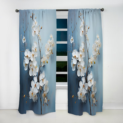 Magnar Beige And Gold Orchids Simplicity II - Traditional Curtain - Velvet Room Darkening - 1 panel