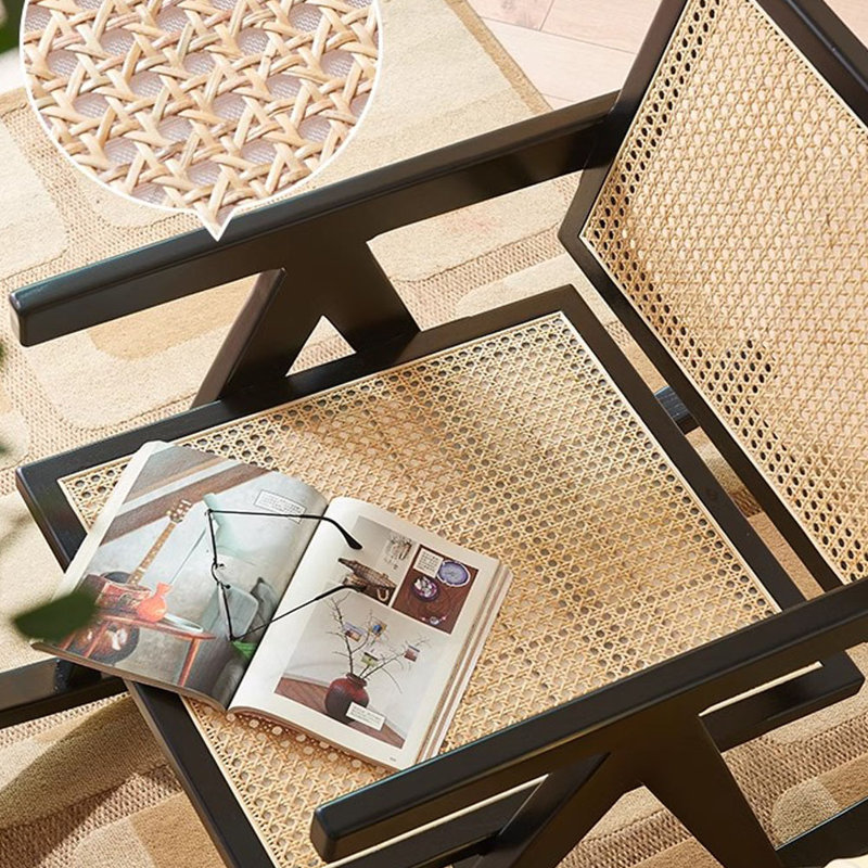 Chaise berçante en rotin et bois massif