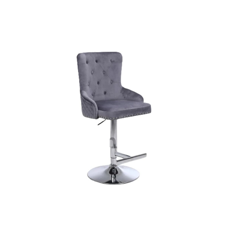Laguna Swivel Upholstered Adjustable Height Counter Stool with Metal Frame, Light Grey