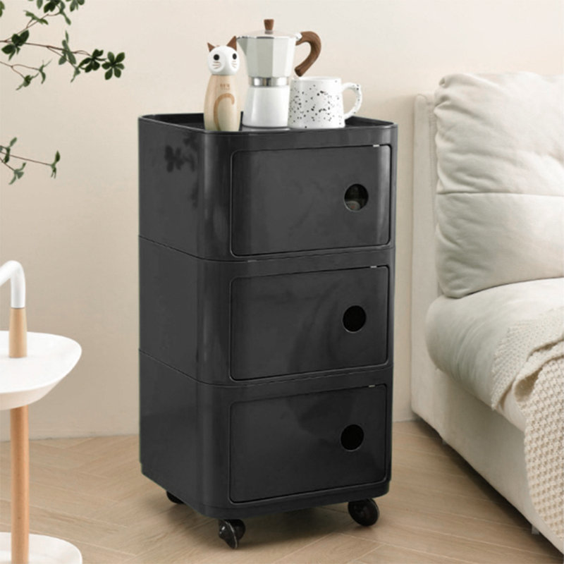 Linetta Side Table with Storage, Black