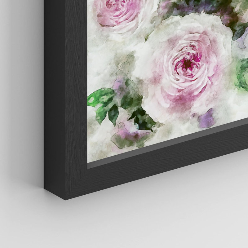 «Vibrant Pastel Pink Wild Rose Flowers», reproduction d'art botanique, impression encadrée sur papier, Noir