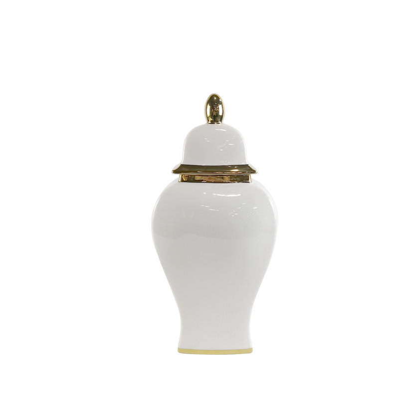 Ervine Ceramic Ginger Jar with Lid for Living Room, Luxury Home Decor, 42cm H x 21cm W x 15cm D