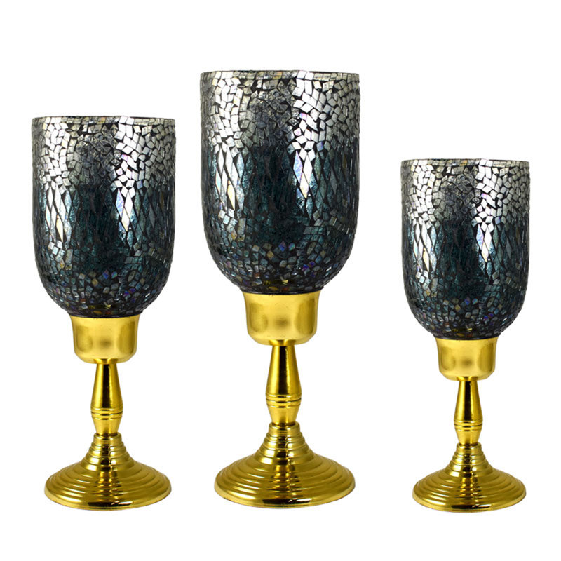 Ensemble d’ouragans en verre 3 pièces, Or