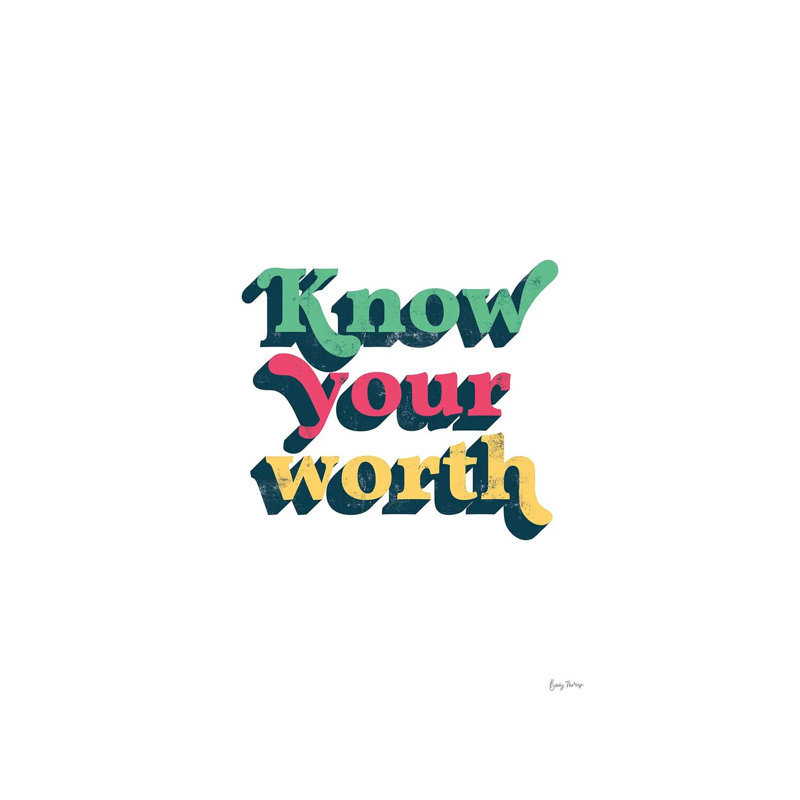 Rainbow Know Your Worth Bold by Becky Thorns - Wrapped Canvas Print, 20.32 cm H x 30.48 cm W