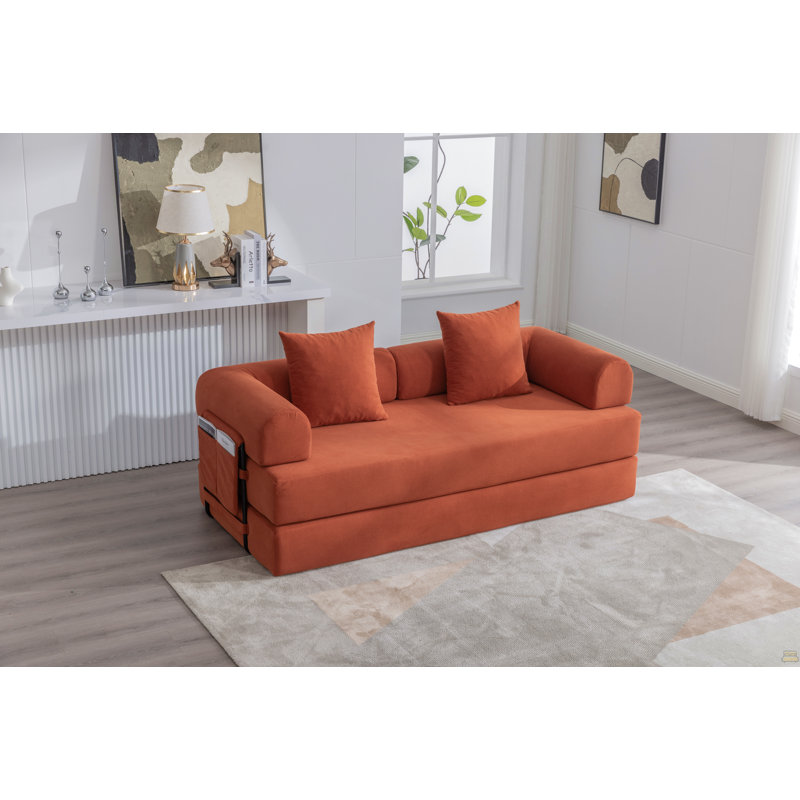 Canapé pliable et compressible, Velours côtelé orange