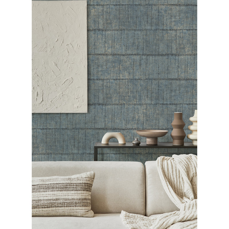 Non-Pasted Geometric Wallpaper Roll, Blue