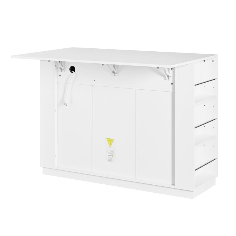 Îlot de cuisine avec abattant, prise de courant, support à vin, porte-verre, rangement réglable