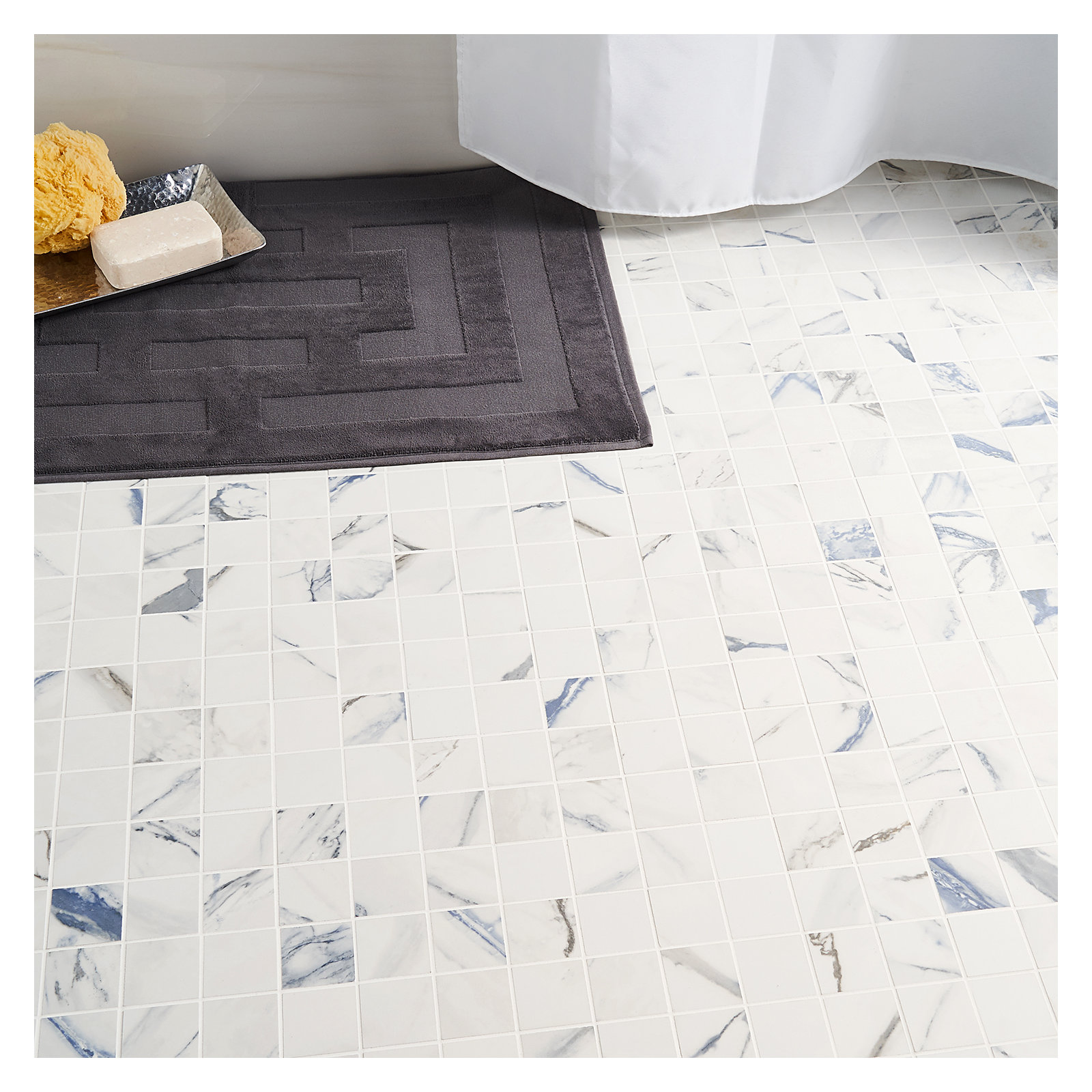 Calacatta Cobalt 2" x 2" Porcelain Grid Mosaic Wall & Floor Tile