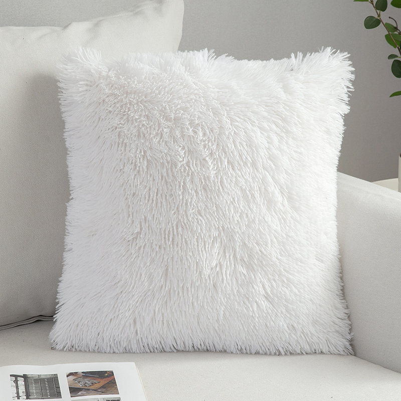 Housse de coussin en fausse fourrure, Blanc