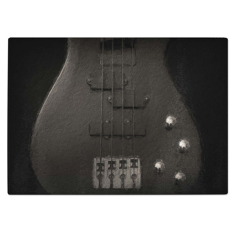 Tempered Glass Bottom of a Bass Guitar Chopping Board, 39 cm W x 28.5 cm L