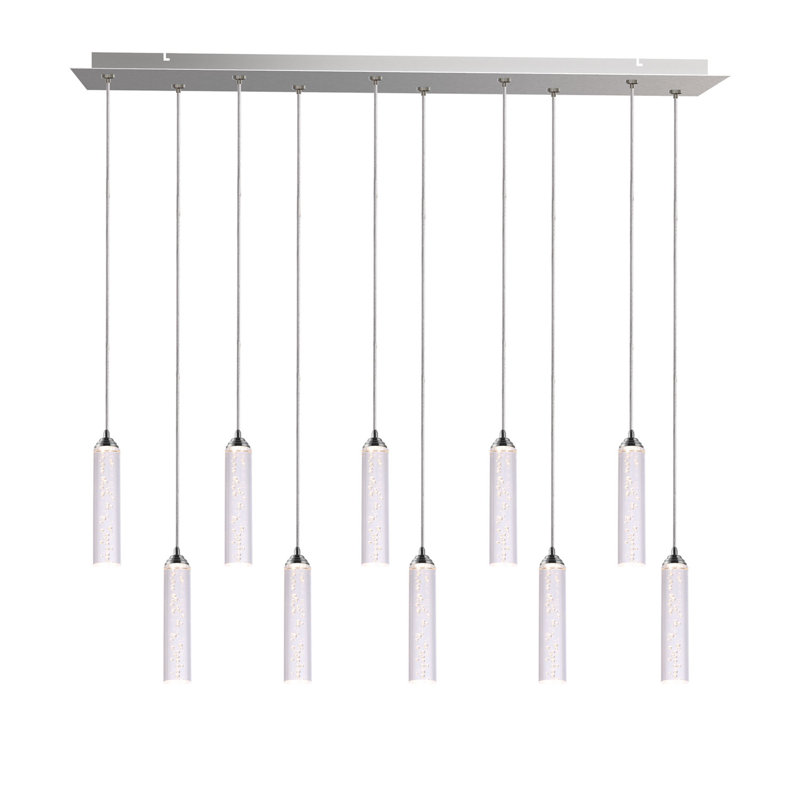 Ardrie 10 - Light Chrome Cluster Pendant, 8.7" H x 1.8" W x 1.8" D