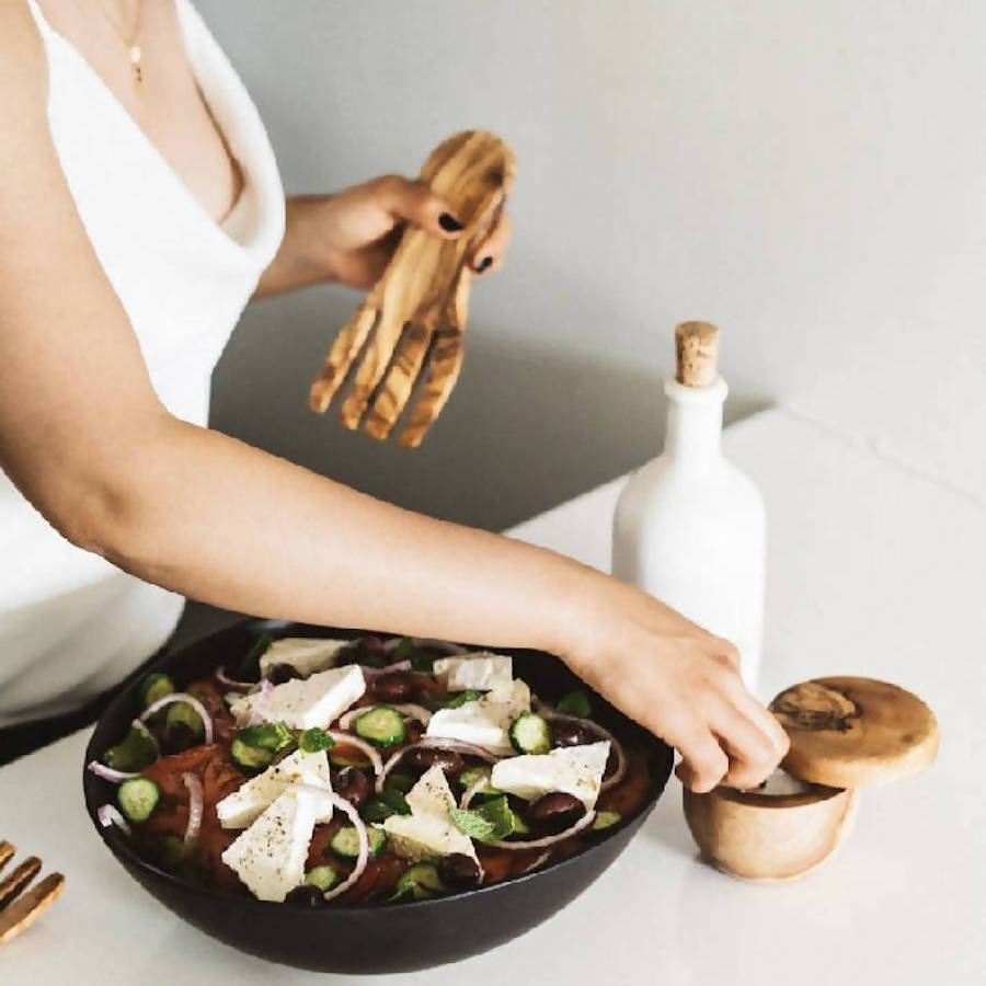 Olive Wood Salad Tongs