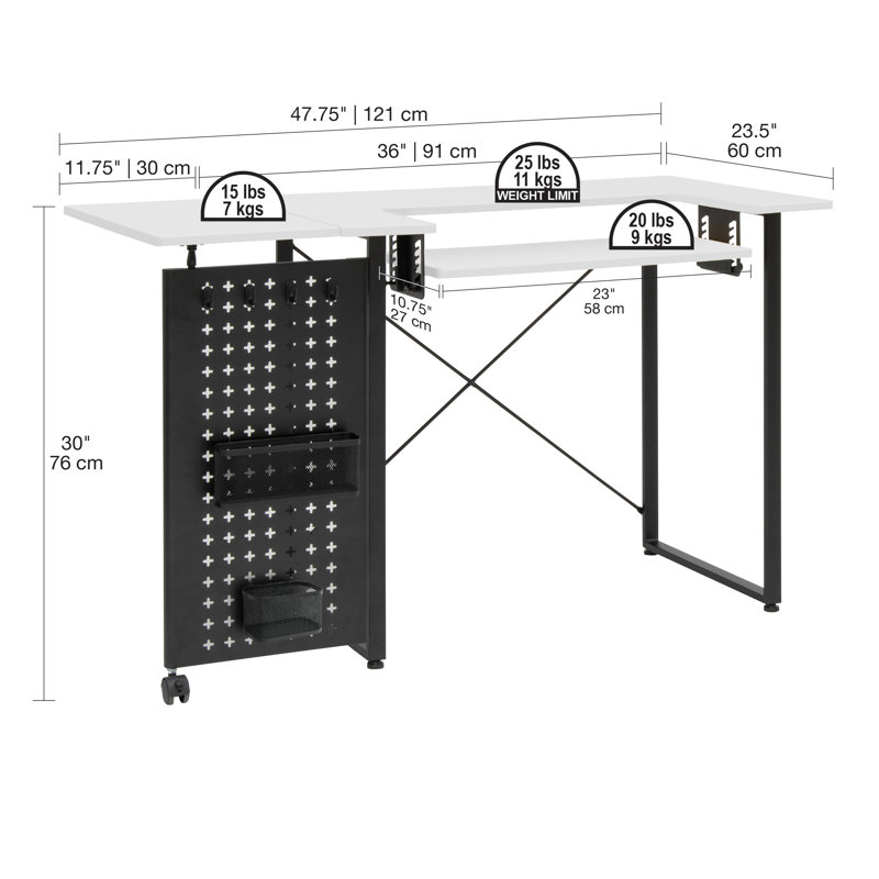 Graphite Black Pivot Sewing Table with Swingout Storage Panel
