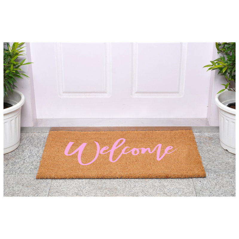 Cursive Welcome Doormat, 24" W x 36" L, Pink