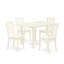L'ensemble de table de salle à manger 5 pièces comprend une table de cuisine rectangulaire avec Dropleaf et 4 chaises de salle à manger rembourrées en tissu de lin, 30 x 48 pouces, blanc lin-109975262-106903314-106903313