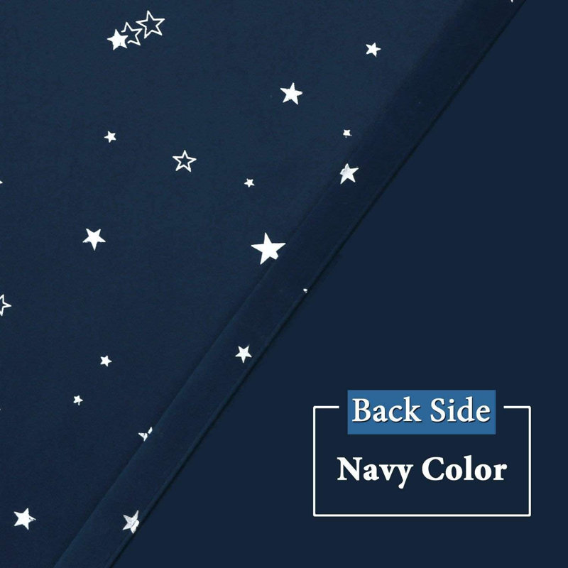 Blackout Star Curtains for Kids Room Boys Girls Twinkle Stars Thermal Insulated Cute Thick Soft Curtain Drapes, Grommet Top, 1 Panel