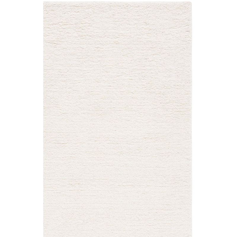 Tapis uni en laine tissé à la main de couleur ivoire, Rectangle 8 pi x 10 pi