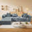 American Style Convertible Modular 4 - Seat Compression , Grey With Medium Firm Seat, 100% New Foam, Us , Standard 100 By Brushed Corduroy Covers, Machine Washable And Skin Smooth-1143257467