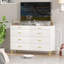Commode blanche pour chambre à coucher, commode 8 tiroirs, commode large avec lumières DEL