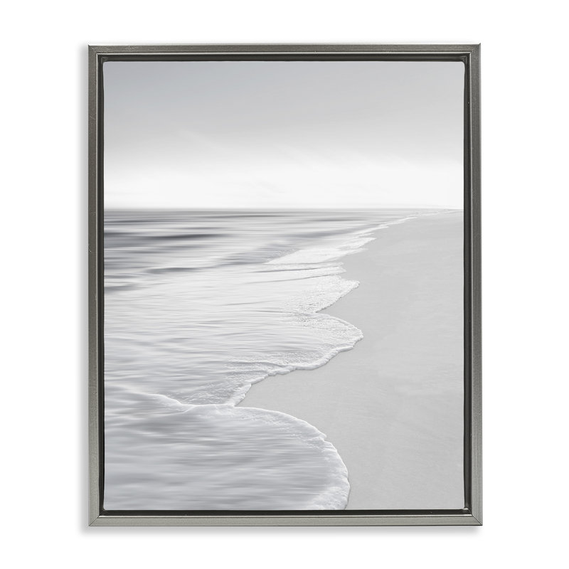 Foamy Beach Coast Floating Frame, design by Maggie Olsen, Lustre Grey Floater Frame, 21" H x  17" W