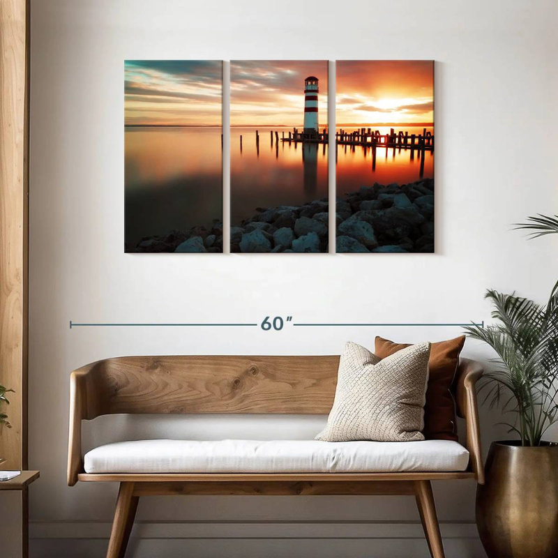 Aletra Podersdorf Lighthouse Sunset, 28" H x 45" W