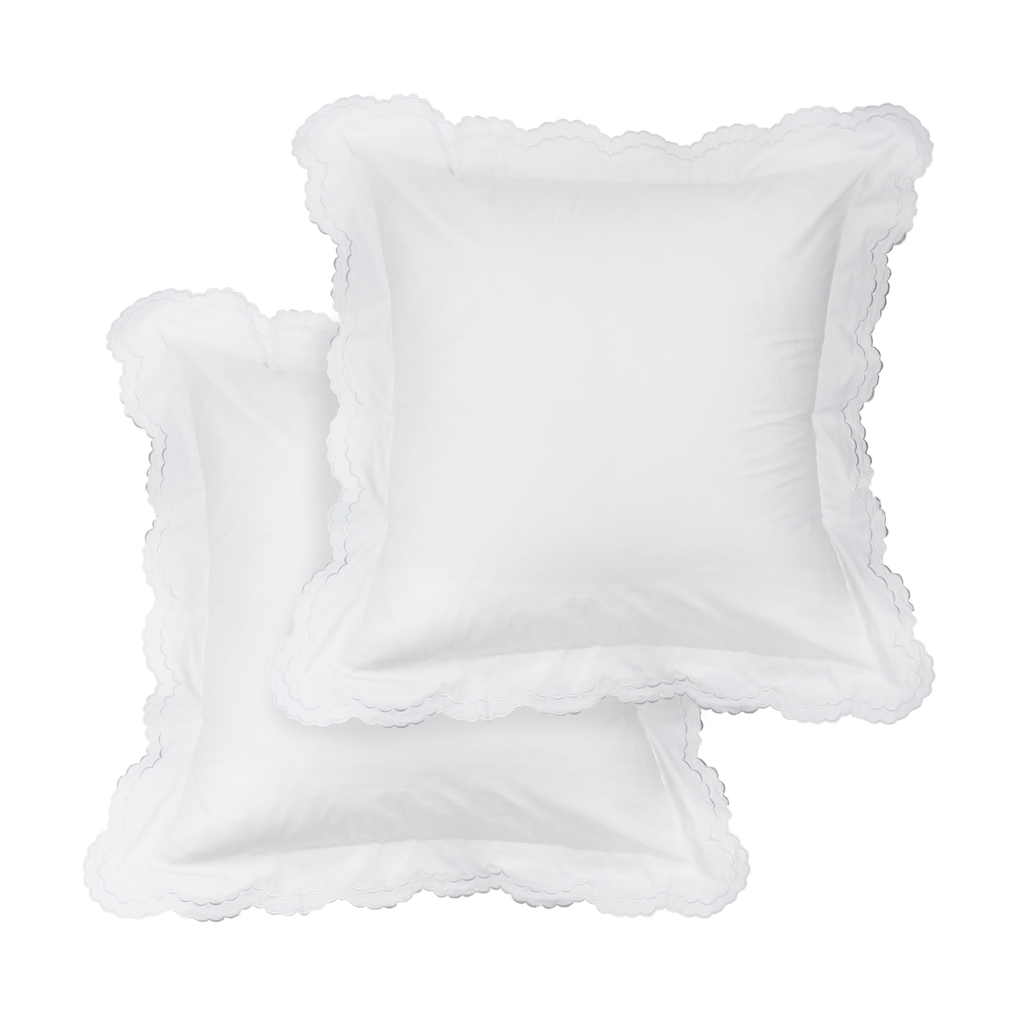 Bara Cotton Duvet Cover Set, White, King Duvet Cover + 2 King Shams