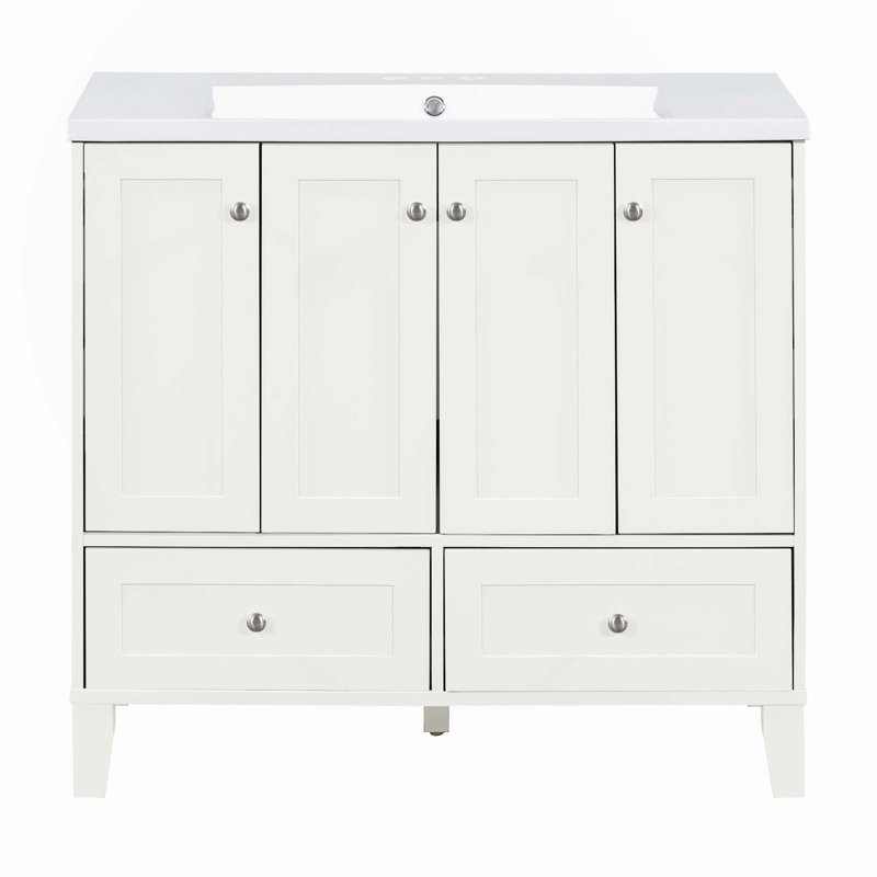 Meuble-lavabo simple 36 po avec plateau en résine Ricardas