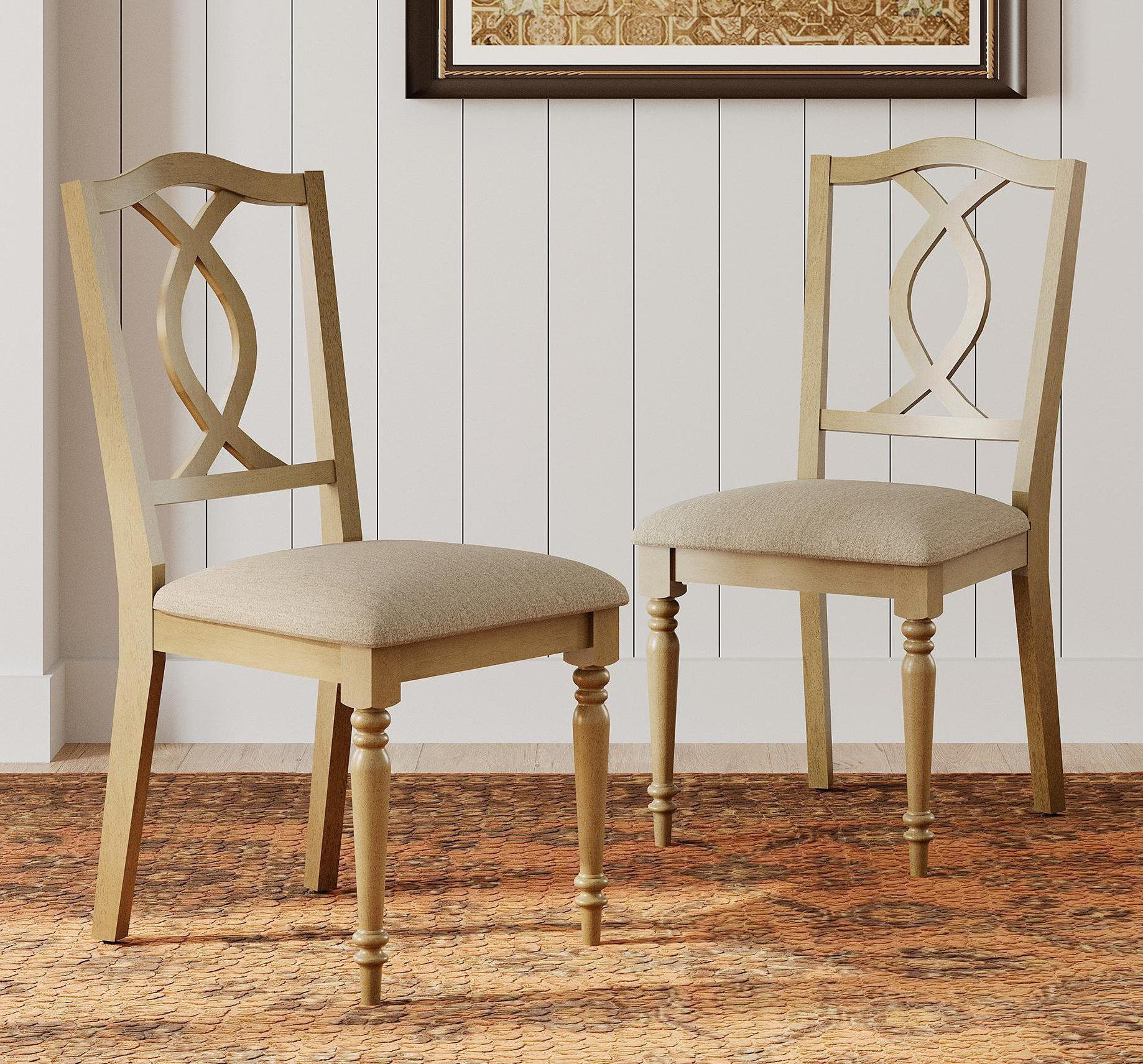 One Allium Way® Set Of 6 Dining Chairs With Cross-Back & Upholstered ...