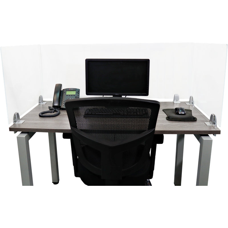 Paravent en acrylique fixé au bureau, H 18 po x l 72 po x p 0,63 po, Claires, En aluminium