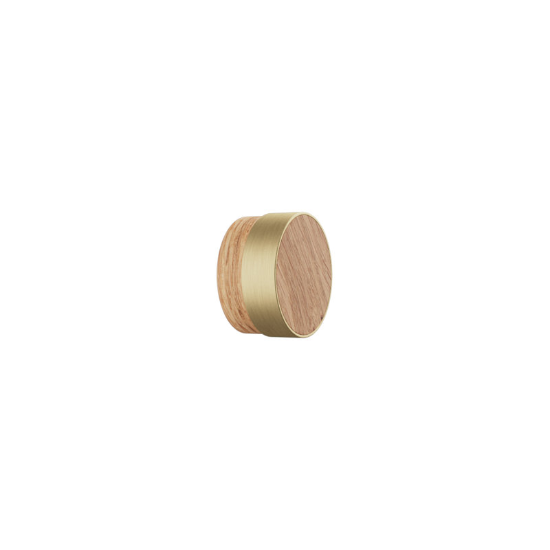 Oak Brass Large "Radio" Round Cabinet Knobs