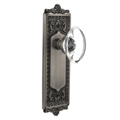 Egg & Dart Plate with Oval Clear Crystal Door Knob