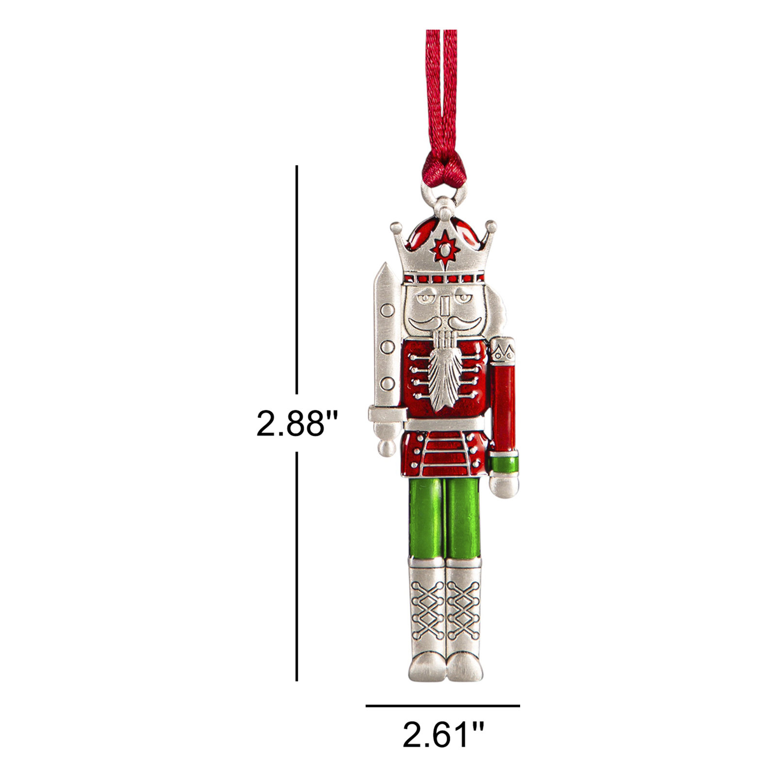 Solid Pewter Christmas Tree Ornament - Nutcracker
