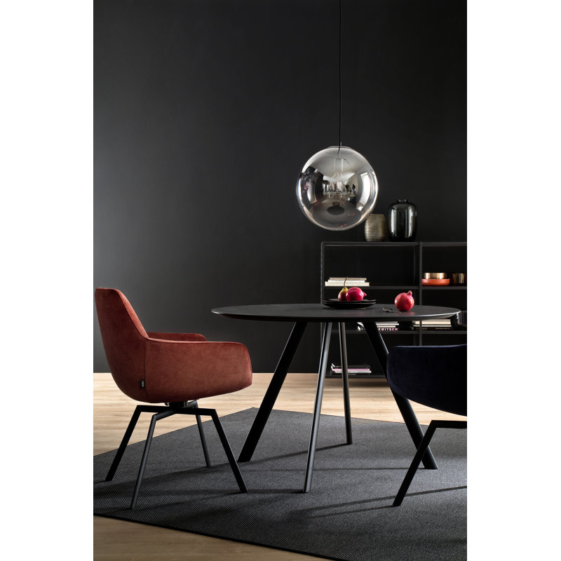 1 - Light Black Matt Sphere Pendant, 250cm H x 25cm W x 25cm D