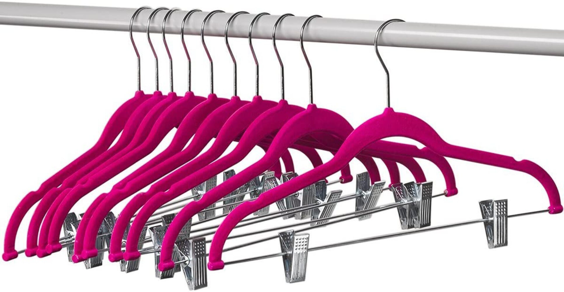 Simplify Non Slip Velvet Skirt Hangers with Clips, 6 Pack, White 