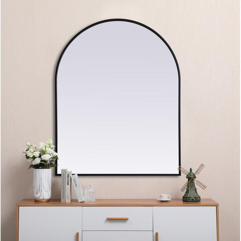 Sabine Metal Arch Wall Mirror, Black, 42" x 33"