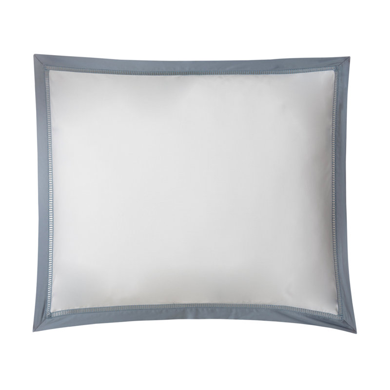 Escada 100% Cotton Percale Shams, white/ ocean blue, Euro