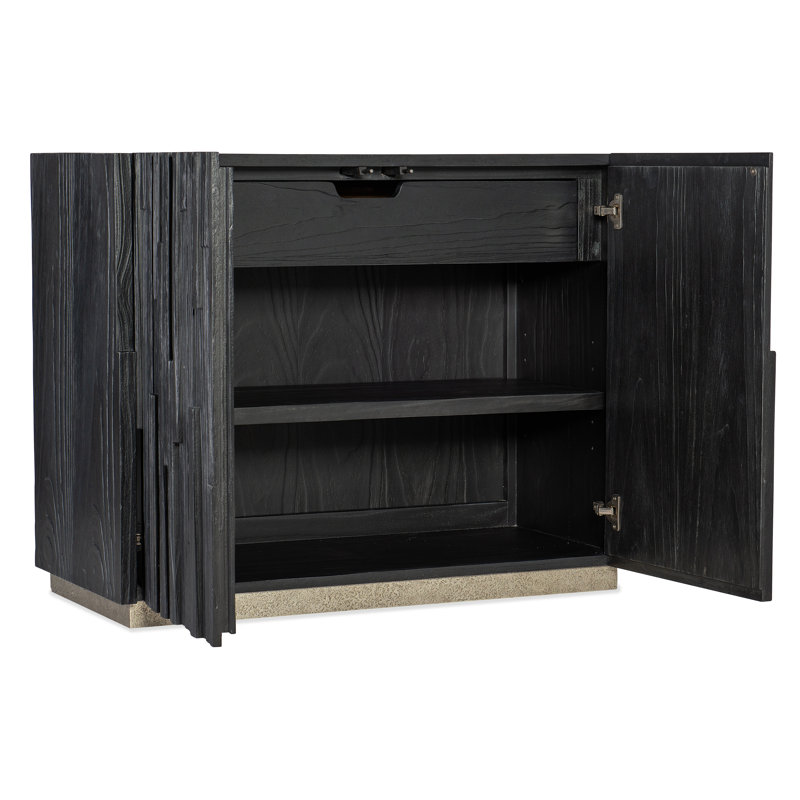 Chapman Black Pine Veneer Sideboard with Pewter Base