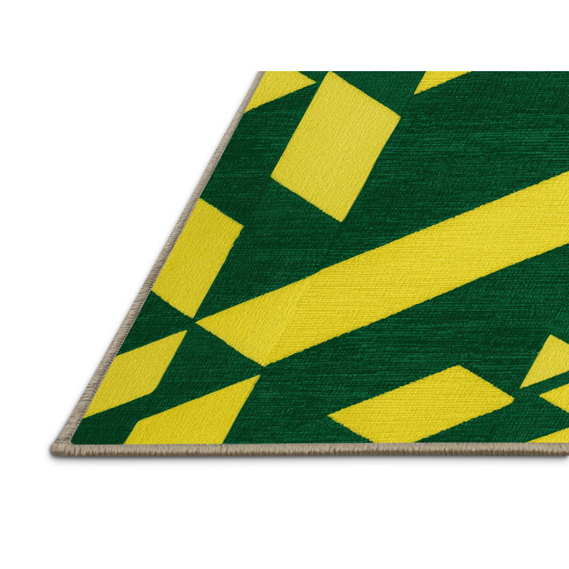 Tapis brun à carreaux lavable à la machine, Carré 5 pi