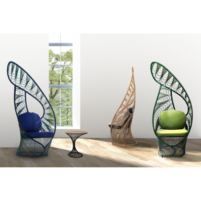 Peacock Chair, Lime Green, Canvas Ginkgo