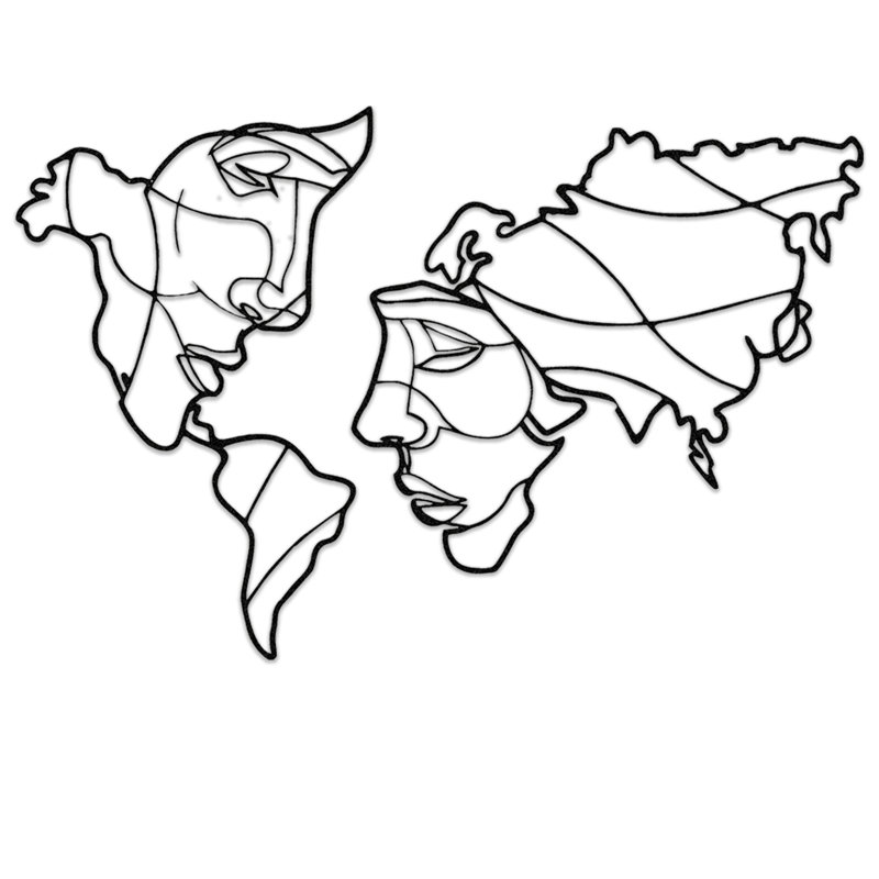Carte du monde décorative en métal